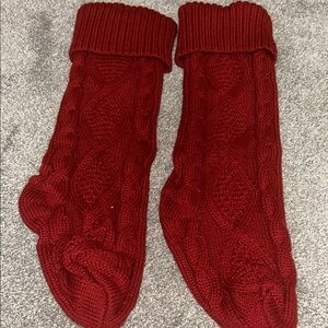 Cozy Knit Stockings in Deep Red